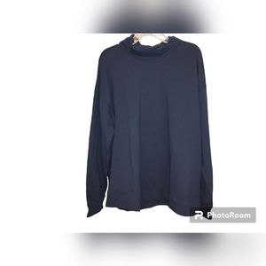 NYDJ Oxford Navy Turtleneck Sweatshirt With Thumb Detail- XL